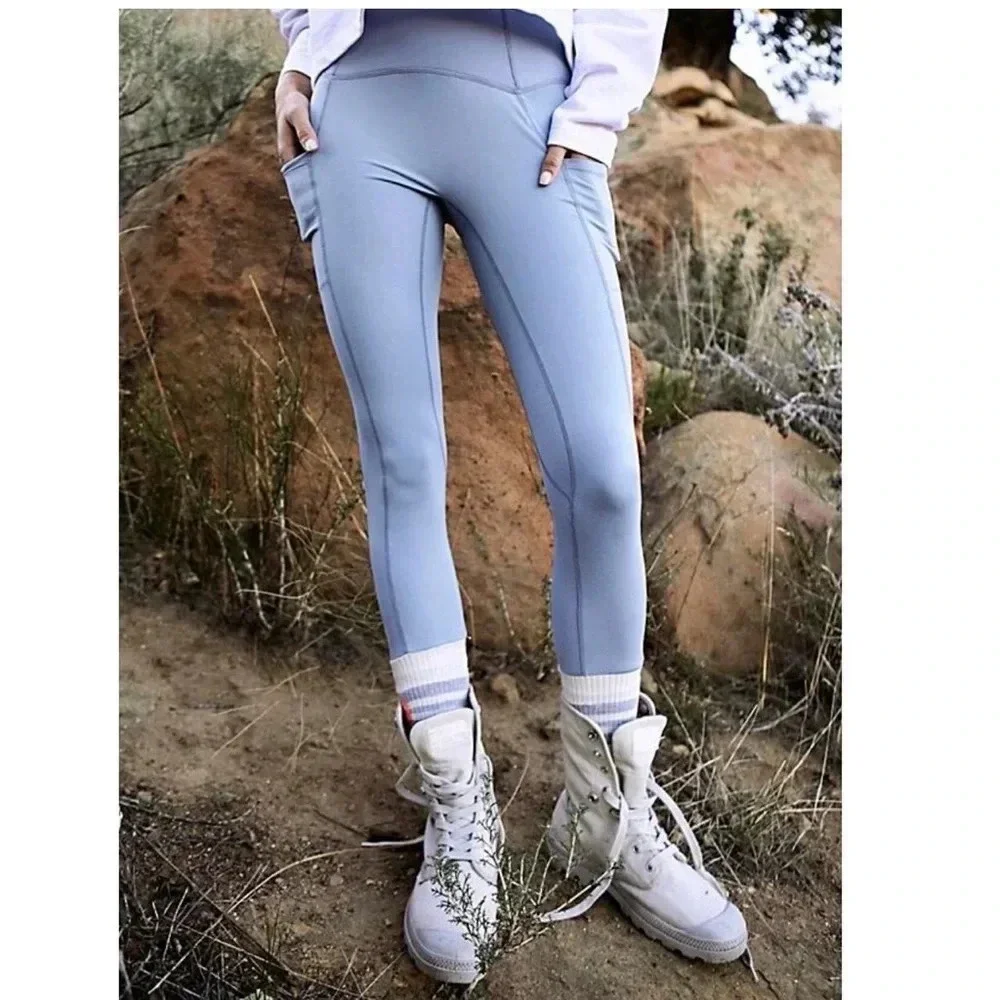 NWT new FREE PEOPLE sock it to me leggings SMALL blue white knit sweater bottoms - Picture 16 of 16